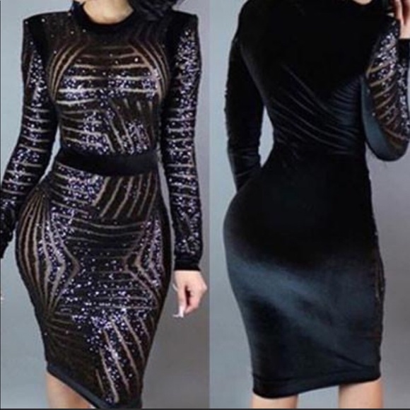 NEW Black and gold sequin mini bodycon - Picture 1 of 2